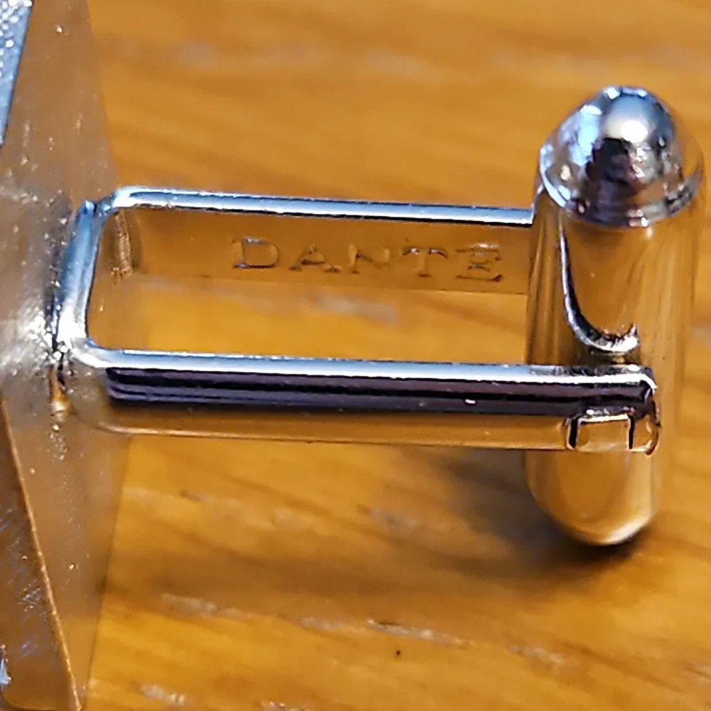 Vintage Dante Cufflinks Silver Square Dual Tone Design